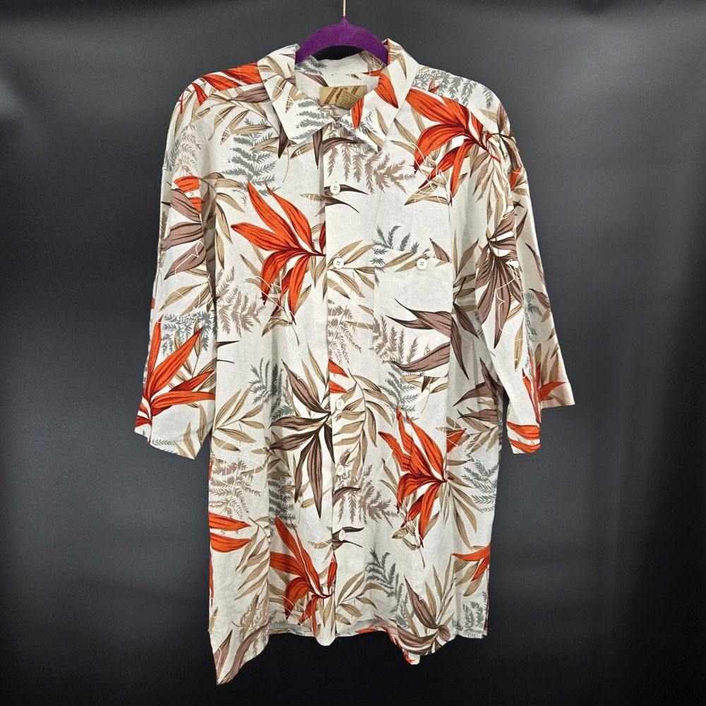 Trutus Blancarra Men's 2XL Linen Blend Tropical Camp Shirt Y2K Vacation Boho